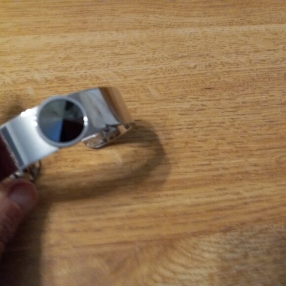 Sign " SARAH COV " SARAH COVENTRY SILVER PLATED CUFF BRACELET w FACETED STONE - Picture 1 of 3